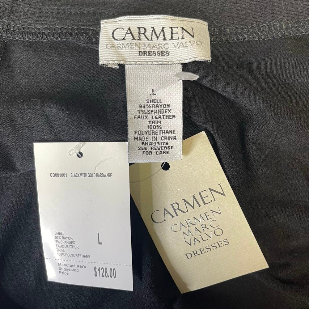 CARMEN by Carmen Marc Valvo dress black sexy studded mobwife MSRP $128 size L - Picture 3 of 5
